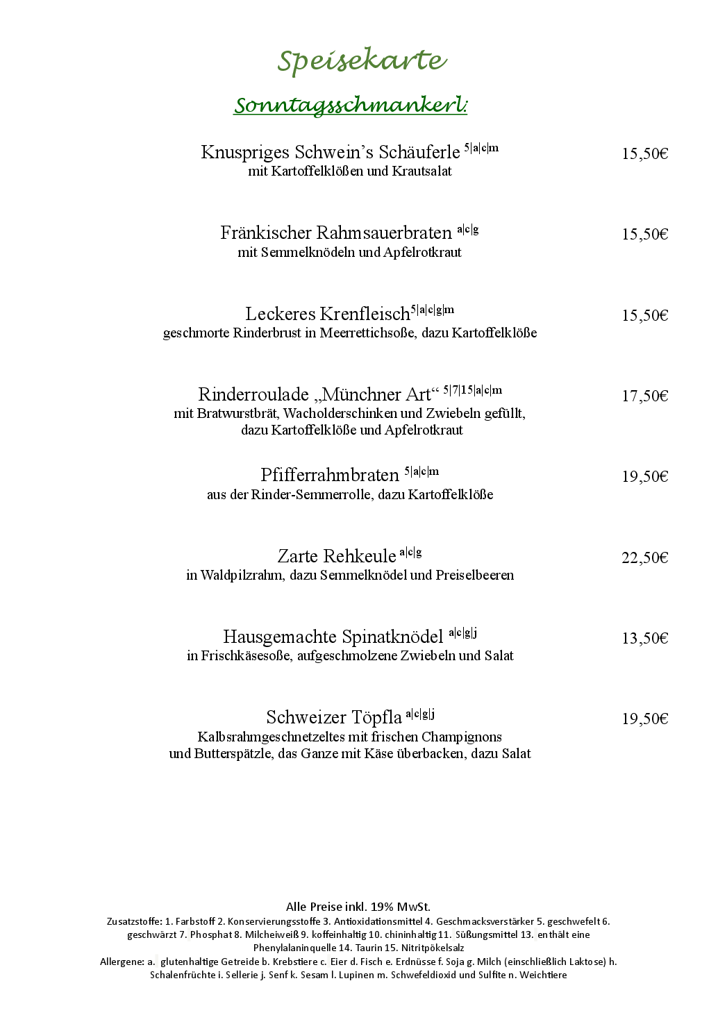 Goldener Hirsch Mittagskarte Seite 3